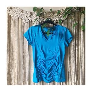 Ruched Blue Short Sleeve Sport Top